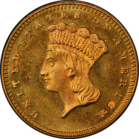 Picture of 1875 GOLD G$1, TYPE 3 MS66+ 
