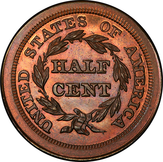 Picture of 1831 CLASSIC HEAD 1/2C, REVERSE OF 1840 PR66+ Red Brown