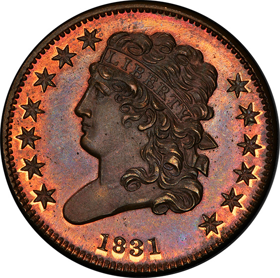 Picture of 1831 CLASSIC HEAD 1/2C, REVERSE OF 1840 PR66+ Red Brown