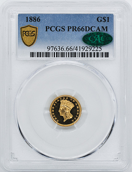 Picture of 1886 GOLD G$1, TYPE 3 PR66 Deep Cameo