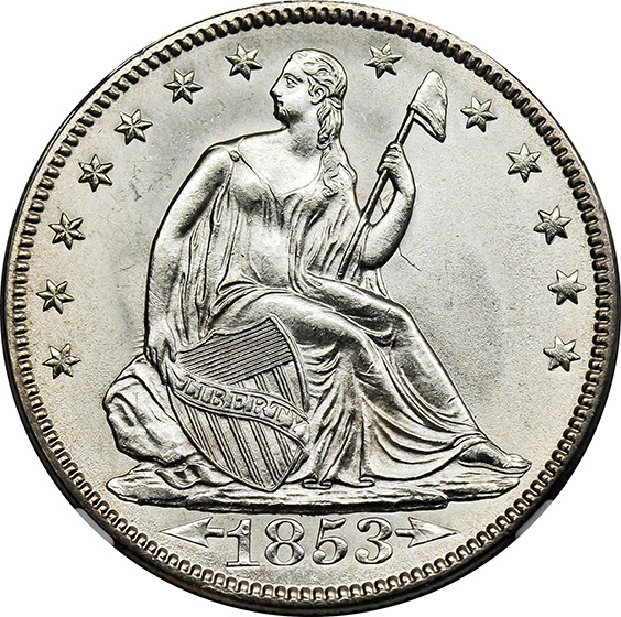Picture of 1853 LIBERTY SEATED 50C, ARROWS AND RAYS MS66 