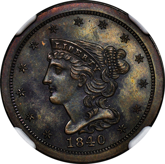 Picture of 1840 BRAIDED HAIR 1/2C, RESTRIKE PR66 Brown