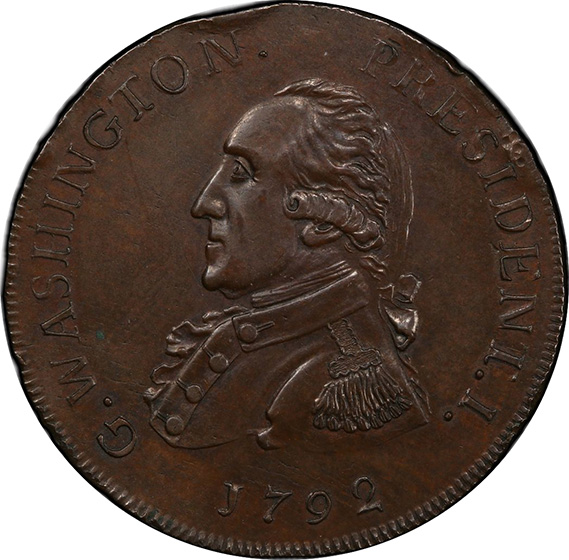 Picture of 1792 WASH GETZ, SM EAGLE CENT MS61 Brown