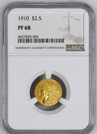 Picture of 1910 INDIAN $2.5 PR68 