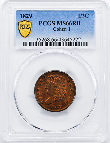 Picture of 1829 CLASSIC HEAD 1/2C MS66 Red Brown