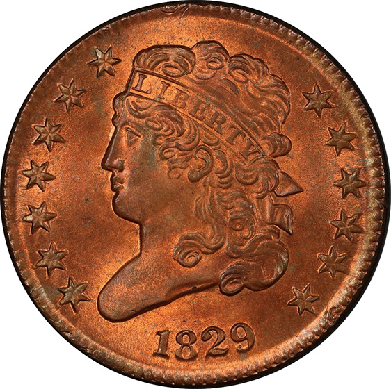 Picture of 1829 CLASSIC HEAD 1/2C MS66 Red Brown