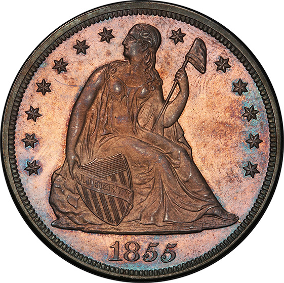 Picture of 1855 LIBERTY SEATED S$1, NO MOTTO PR66 Cameo