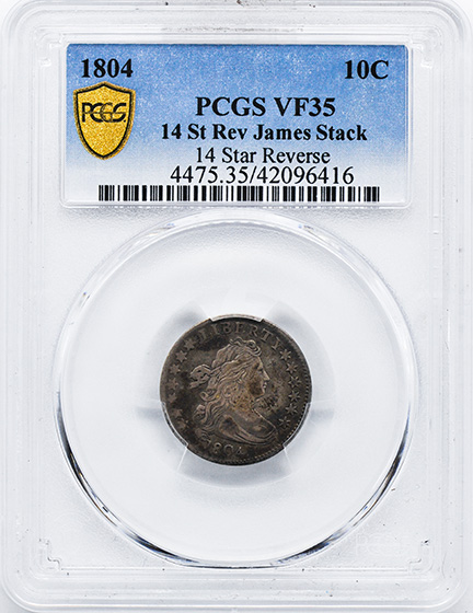 Picture of 1804 DRAPED BUST 10C, 14 STARS REVERSE VF35 