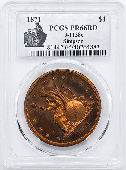 Picture of 1871 LONGACRE $1 J-1138C PR66 Red