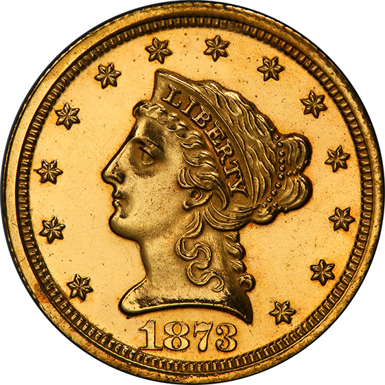 Picture of 1873 LIBERTY $2.5 GILT J-1333 PR63 
