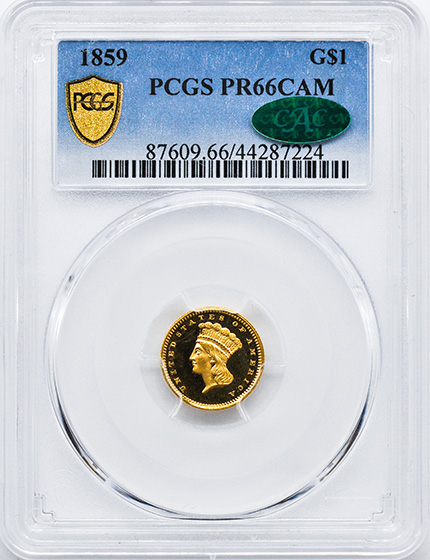 Picture of 1859 GOLD G$1, TYPE 3 PR66 Cameo