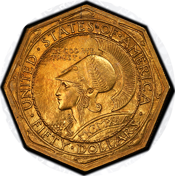 Picture of 1915-S GOLD $50, PAN-PAC OCTAGONAL MS64 