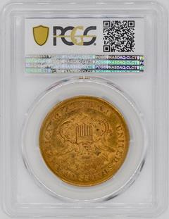 Picture of 1866-S LIBERTY HEAD $20, NO MOTTO AU58 