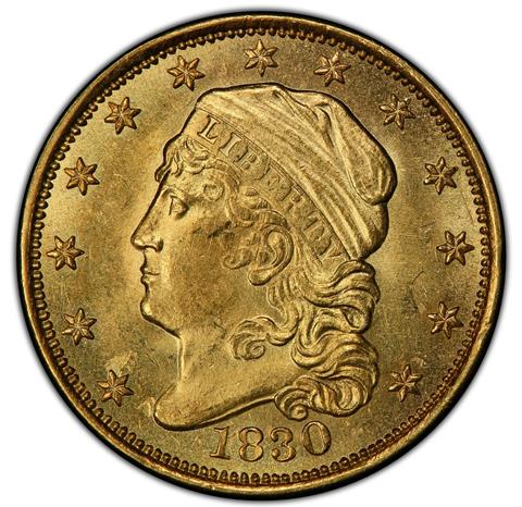 1830 CAPPED BUST $2.5 MS64