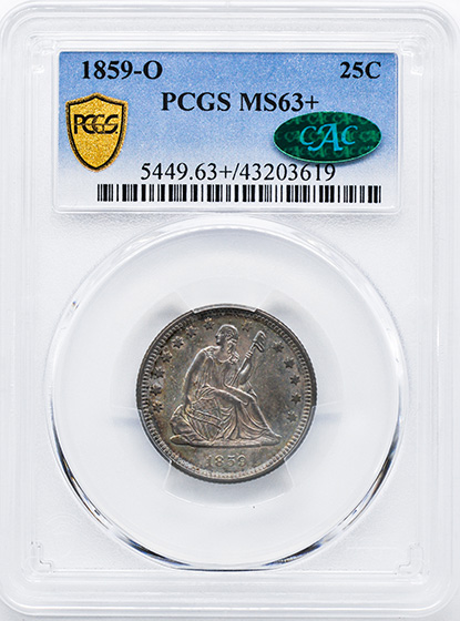 Picture of 1859-O LIBERTY SEATED 25C, NO MOTTO MS63+ 
