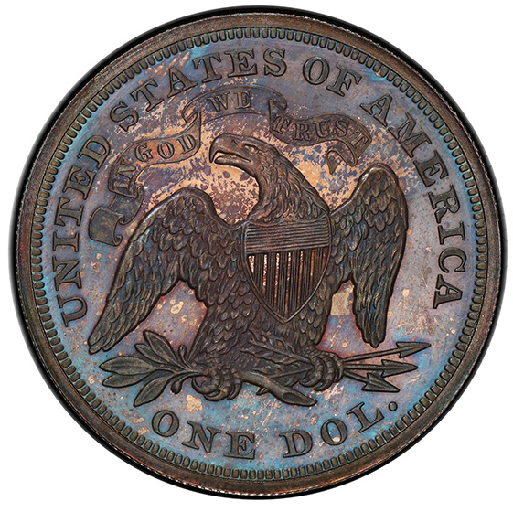 Picture of 1867 LIBERTY SEATED S$1, MOTTO PR65 