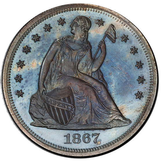 Picture of 1867 LIBERTY SEATED S$1, MOTTO PR65 