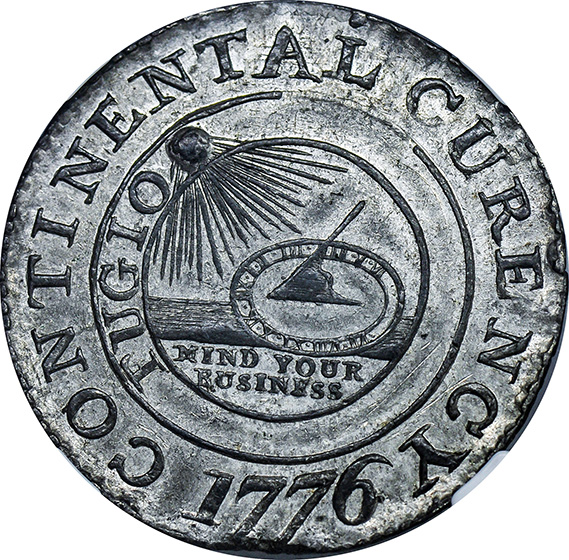 Picture of 1776 CONTINENTAL $1, CURENCY, PEWTER MS63 