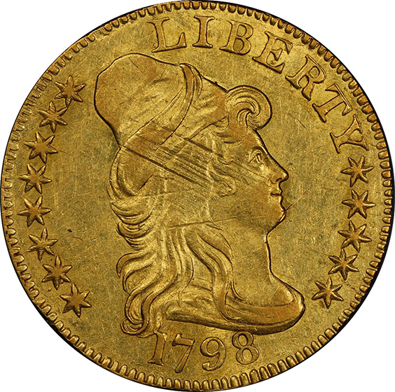 Picture of 1798 DRAPED BUST $5, SMALL 8 AU55 