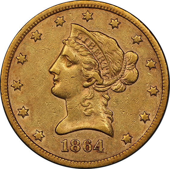 Picture of 1864-S LIBERTY HEAD $10 XF45 