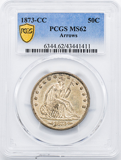 Picture of 1873-CC LIBERTY SEATED 50C, ARROWS MS62 