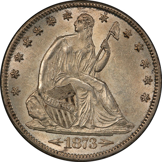 Picture of 1873-CC LIBERTY SEATED 50C, ARROWS MS62 