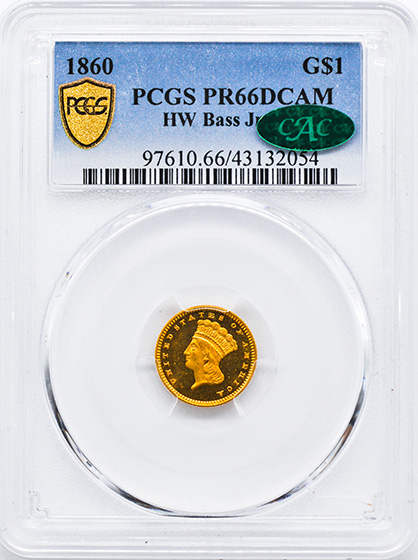Picture of 1860 GOLD G$1, TYPE 3 PR66 Deep Cameo