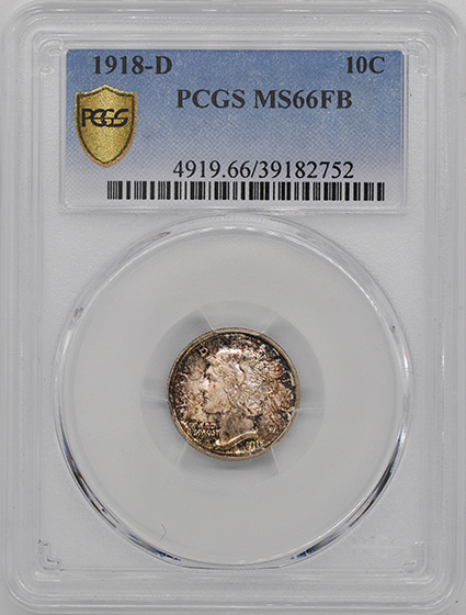 Picture of 1918-D MERCURY 10C MS66 Full Bands