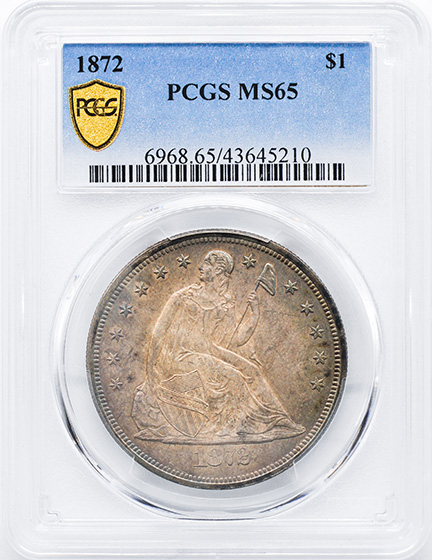 Picture of 1872 LIBERTY SEATED S$1, MOTTO MS65 