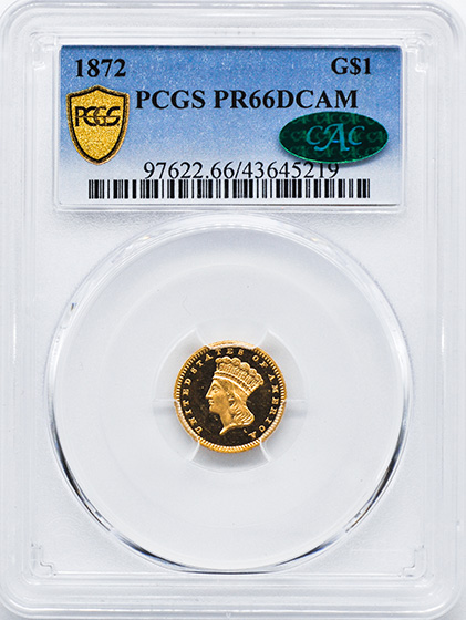Picture of 1872 GOLD G$1, TYPE 3 PR66 Deep Cameo