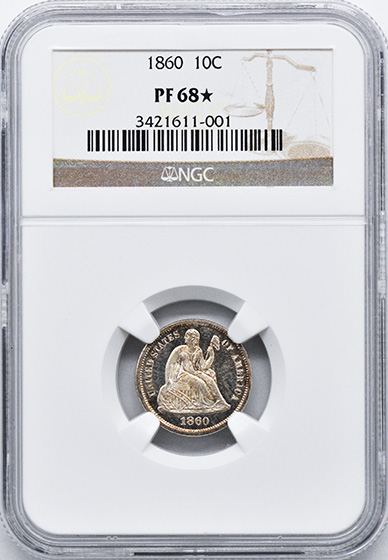 Picture of 1860 LIBERTY SEATED 10C PR68 