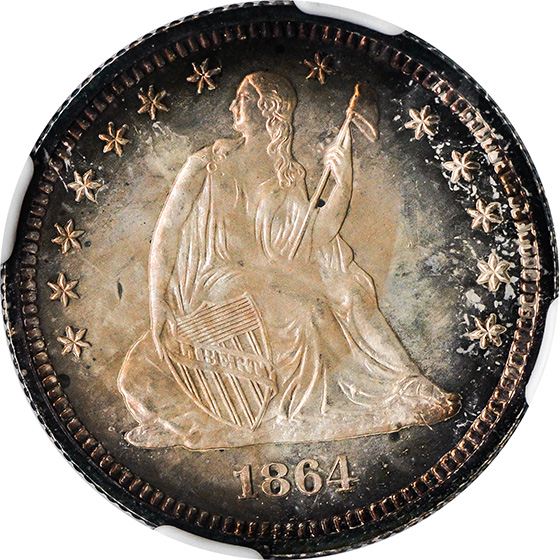 Picture of 1864 LIBERTY SEATED 25C, NO MOTTO PR66 