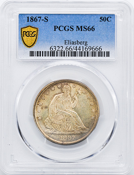 Picture of 1867-S LIBERTY SEATED 50C, MOTTO MS66 