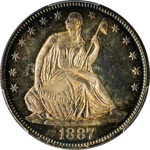 Picture of 1887 LIBERTY SEATED 50C, MOTTO MS67 Proof Like