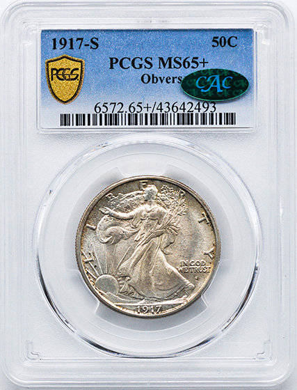 Picture of 1917-S WALKING LIBERTY 50C, OBVERSE MS65+ 