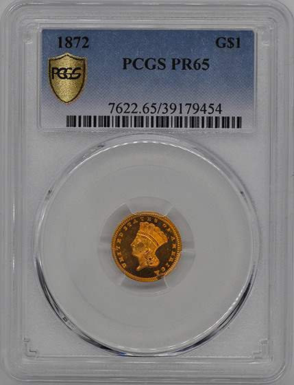 Picture of 1872 GOLD G$1, TYPE 3 PR65 