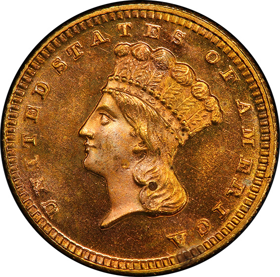 Picture of 1872 GOLD G$1, TYPE 3 PR65 