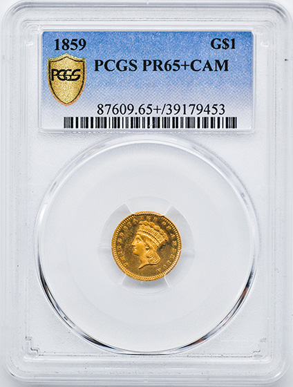 Picture of 1859 GOLD G$1, TYPE 3 PR65+ Cameo