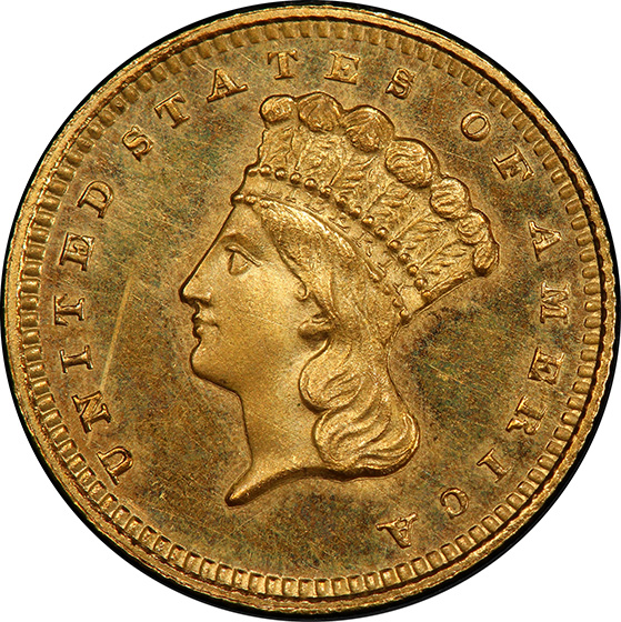 Picture of 1859 GOLD G$1, TYPE 3 PR65+ Cameo