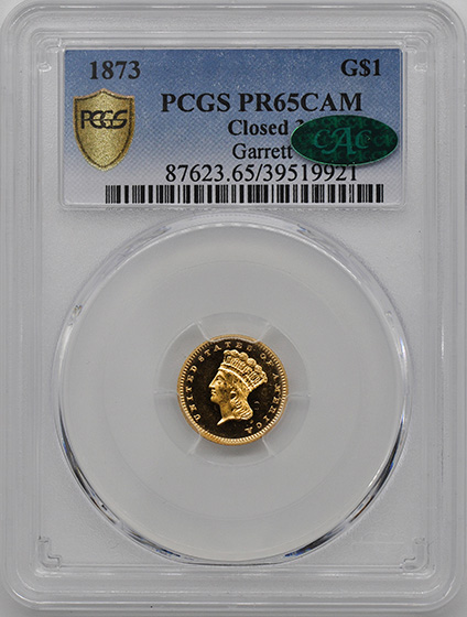 Picture of 1873 GOLD G$1, TYPE 3 PR65 Cameo