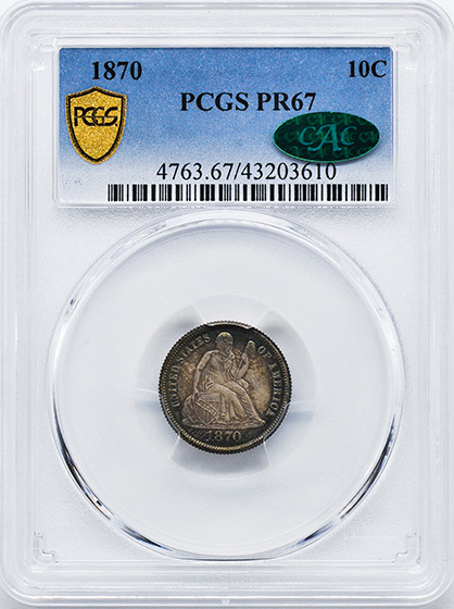 Picture of 1870 LIBERTY SEATED 10C PR67 
