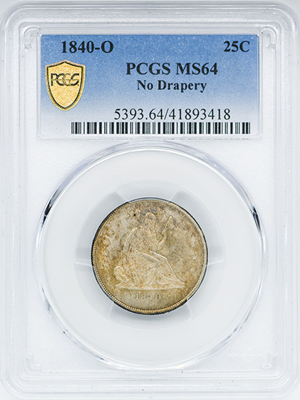 Picture of 1840-O LIBERTY SEATED 25C, NO DRAPERY MS64 