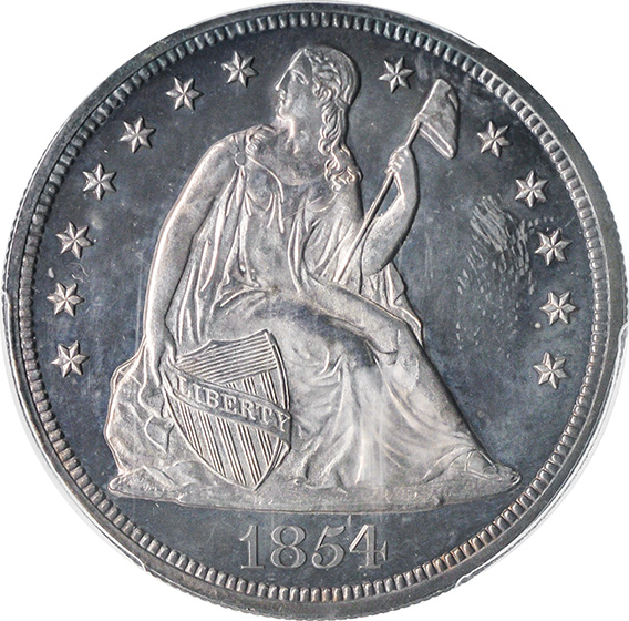 Picture of 1854 LIBERTY SEATED S$1, NO MOTTO PR64 Cameo