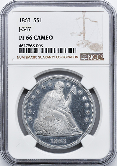 Picture of 1863 S$1 J-347 PR66 