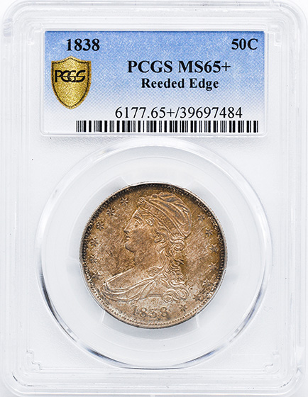 Picture of 1838 CAPPED BUST 50C, REEDED EDGE MS65+ 