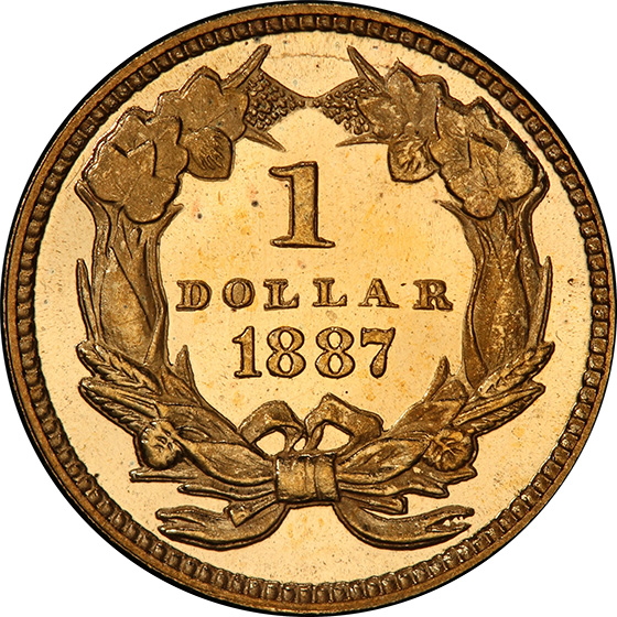 Picture of 1887 GOLD G$1, TYPE 3 PR66+ Deep Cameo
