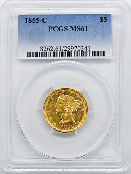 Picture of 1855-C LIBERTY $5 MS61 