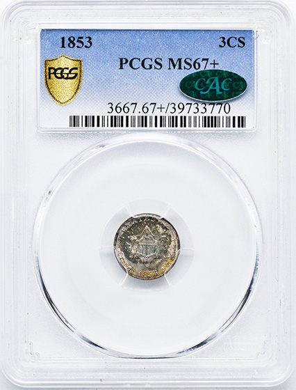 Picture of 1853 SILVER 3CS MS67+ 