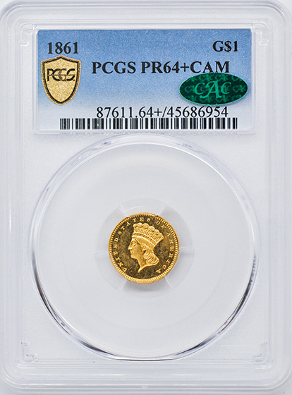 Picture of 1861 GOLD G$1, TYPE 3 PR65 Cameo