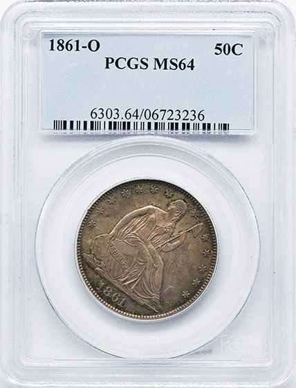 Picture of 1861-O LIBERTY SEATED 50C, NO MOTTO MS64 